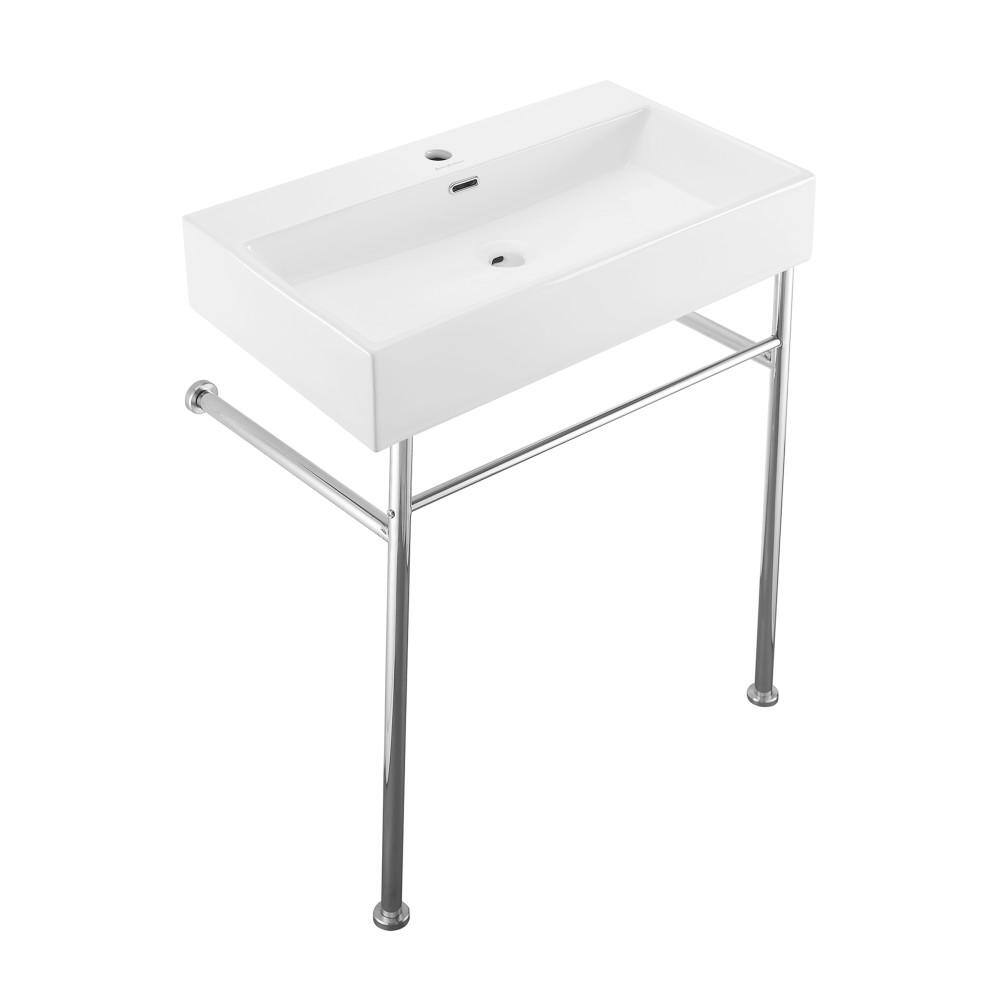 Swiss Madison Claire 30 in. Ceramic White Console Sink Basin Chrome Legs SM-CS712