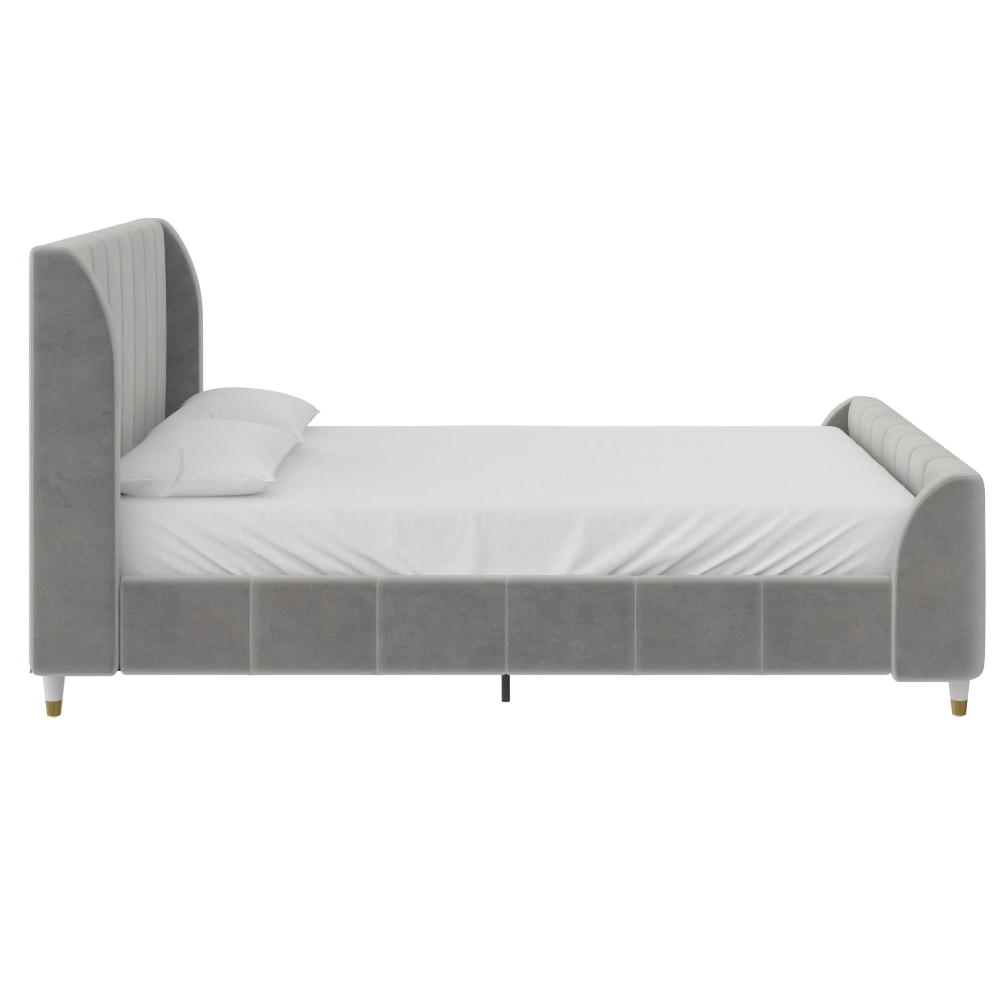 Little Seeds Valentina Kids' Full Upholstered Bed, Gray Velvet