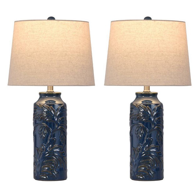 Set Of 2 Cloverfield Ceramic Table Lamps Navy Blue Stylecraft