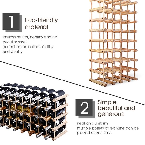 Wood Wine Rack 40 Bottle Stackable Storage Stand Wine Display Shelves