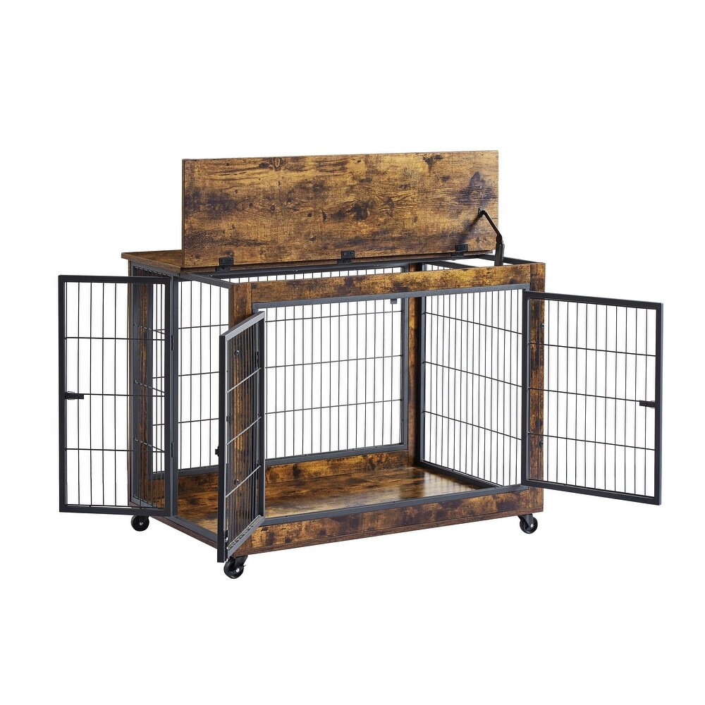 Furniture Dog Cage with Double Doors on Casters