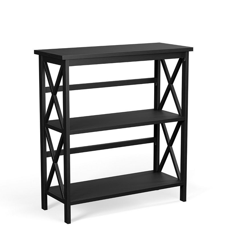 3-Tier Wooden Multi-Functional X-Design Etagere Storage Bookshelf