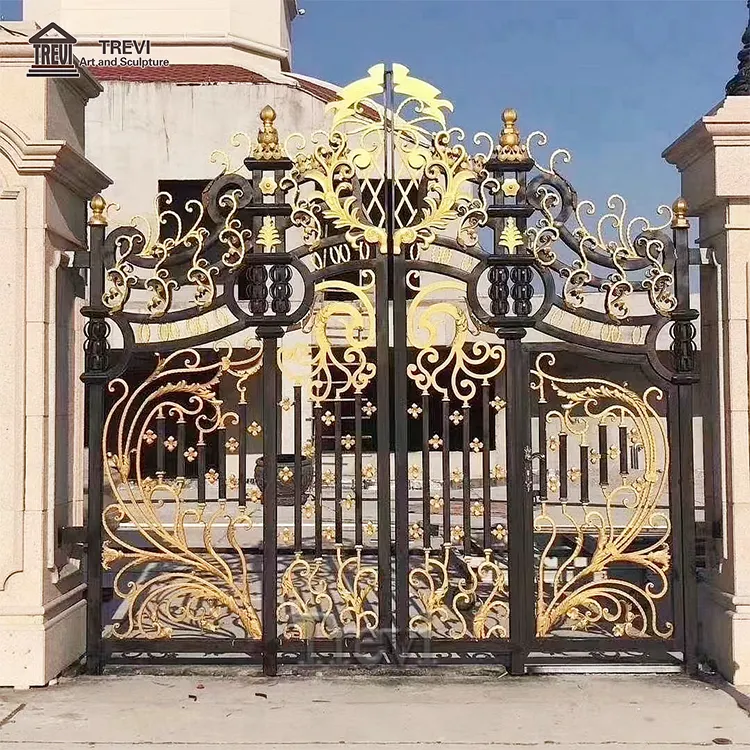 High Quality Arch Steel Wrought Iron Villa Gate Design Garden Main Door Suppliers