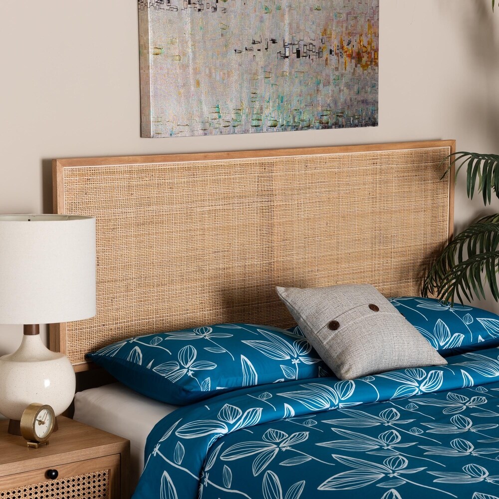 bali   pari Aurelia Modern Bohemian Bayur Wood and Natural Rattan Headboard