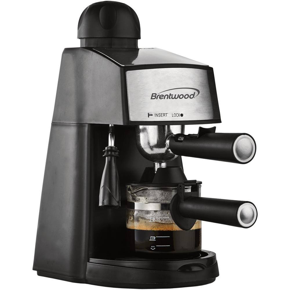 Brentwood Appliances 2.5- Cup Black Stainless Steel Espresso Machine and Cappuccino Maker GA-125