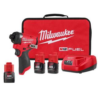 MW M12 FUEL 12-Volt Lithium-Ion Brushless Cordless 14 in. Hex Impact Driver Kit with M12 2.0Ah Battery 3453-22-48-11-2420