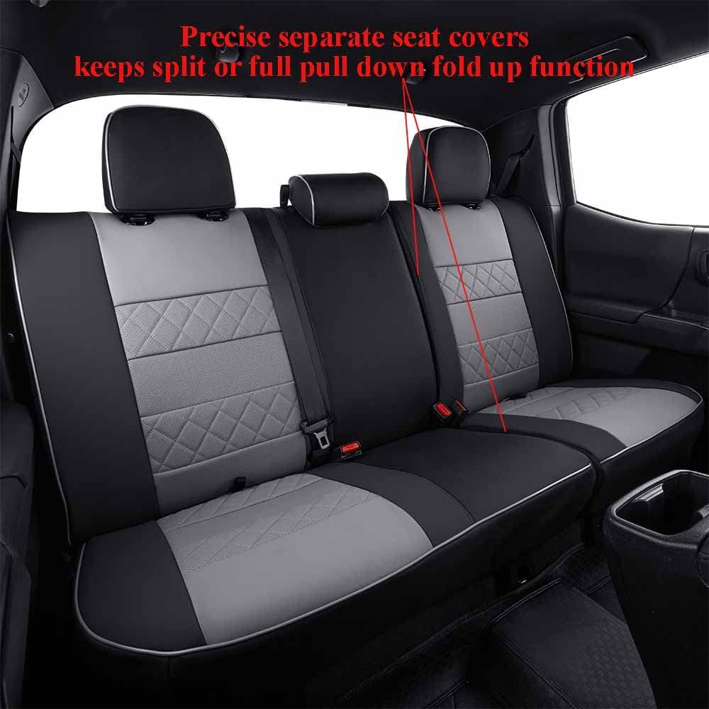 EKR Custom Fit 4Runner Car Seat Covers for Toyota 4Runner 2011-2023- Full Set Leather Auto Seat Covers(Black/Gray)