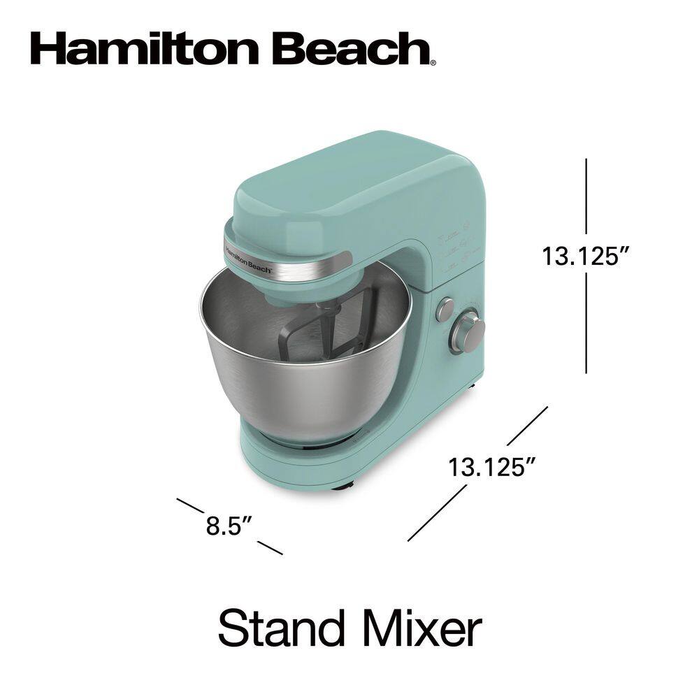 Hamilton Beach 4 Quart 7-Speed Aqua Stand Mixer with Tilt Head 63387