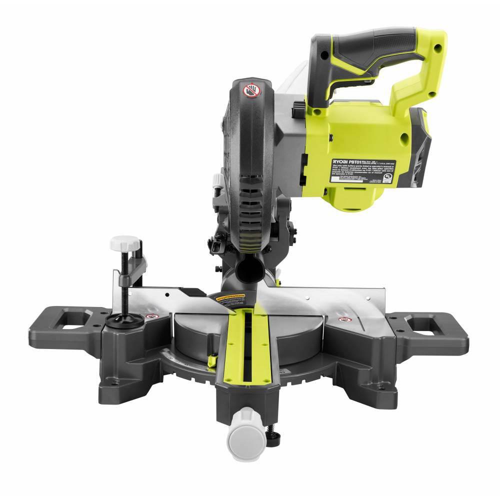 RYOBI ONE+ 18V Cordless 7-14 in. Sliding Compound with (2) 4.0 Ah Batteries and Charger PBT01B-PSK006