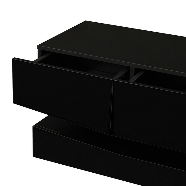 LED TV Stand for 55 in. TV with Upper And Lower Wall， 3-drawers