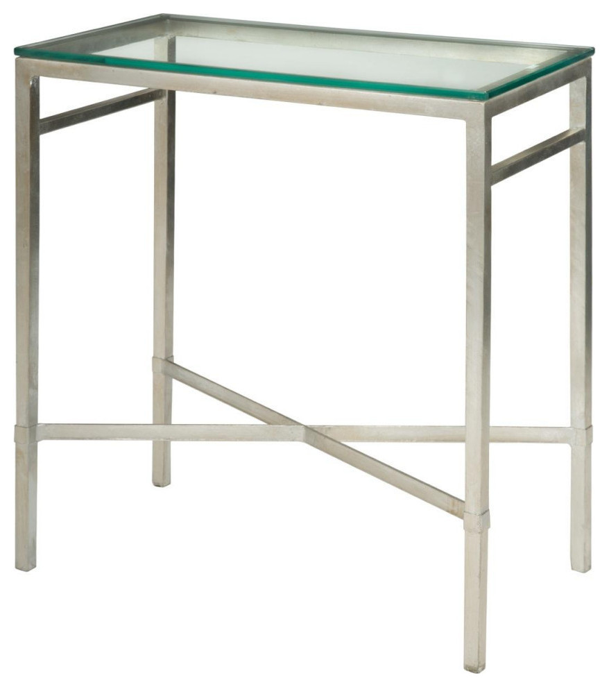 Lincoln Antique Silver Glass Side Table   Contemporary   Side Tables And End Tables   by Rustic Home Furniture Deco  Houzz