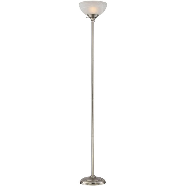 Tall Satin Nickel Silver Metal Alabaster Glass Shade For Living Room Bedroom Office House Home