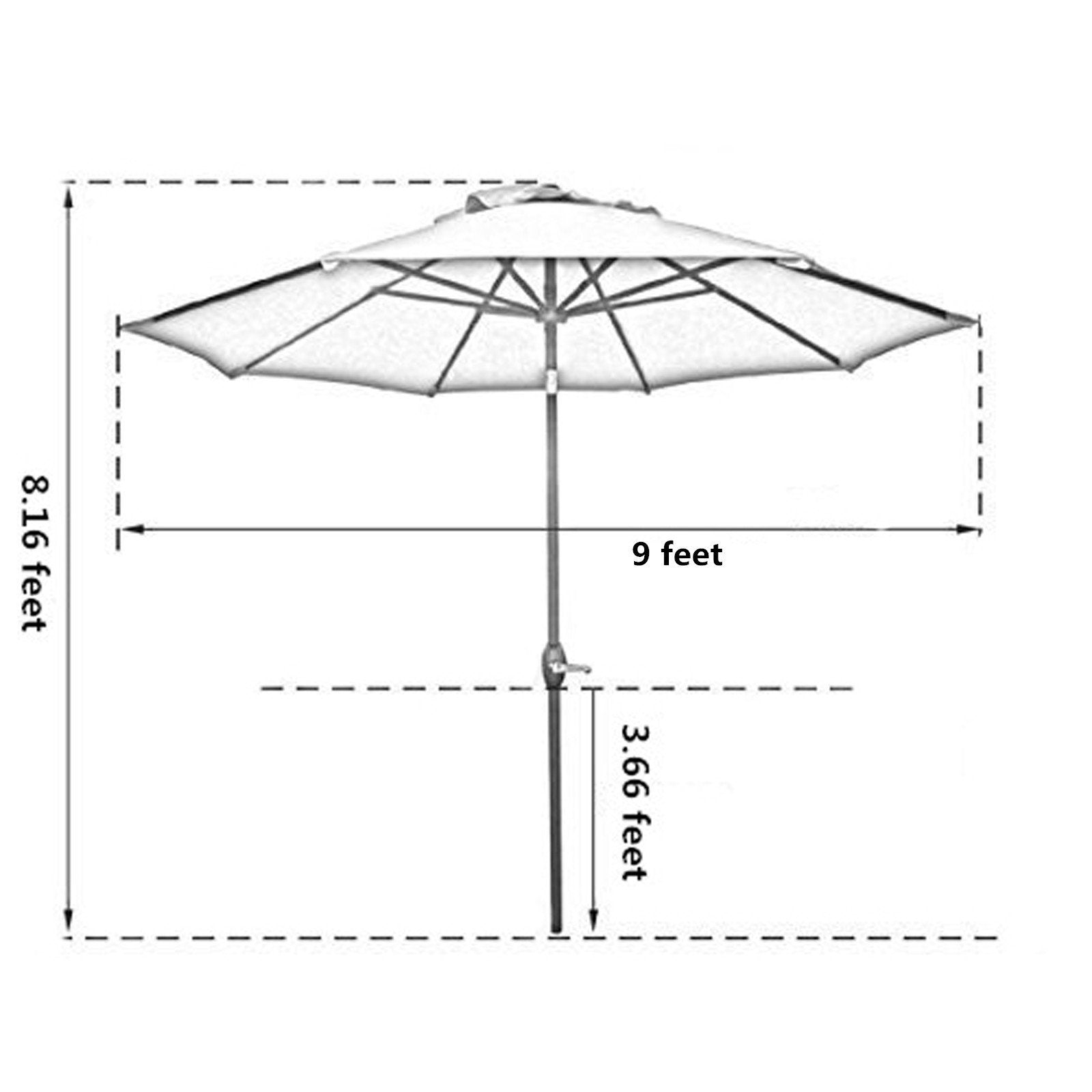 Sunnyglade 9 Patio Umbrella Outdoor Table Umbrella with 8 Sturdy Ribs (Red)