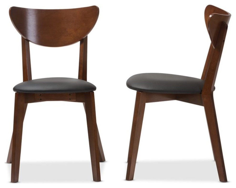 Baxton Studio Sumner 5 Piece Dining Set in Walnut and Black   Midcentury   Dining Chairs   by Homesquare  Houzz