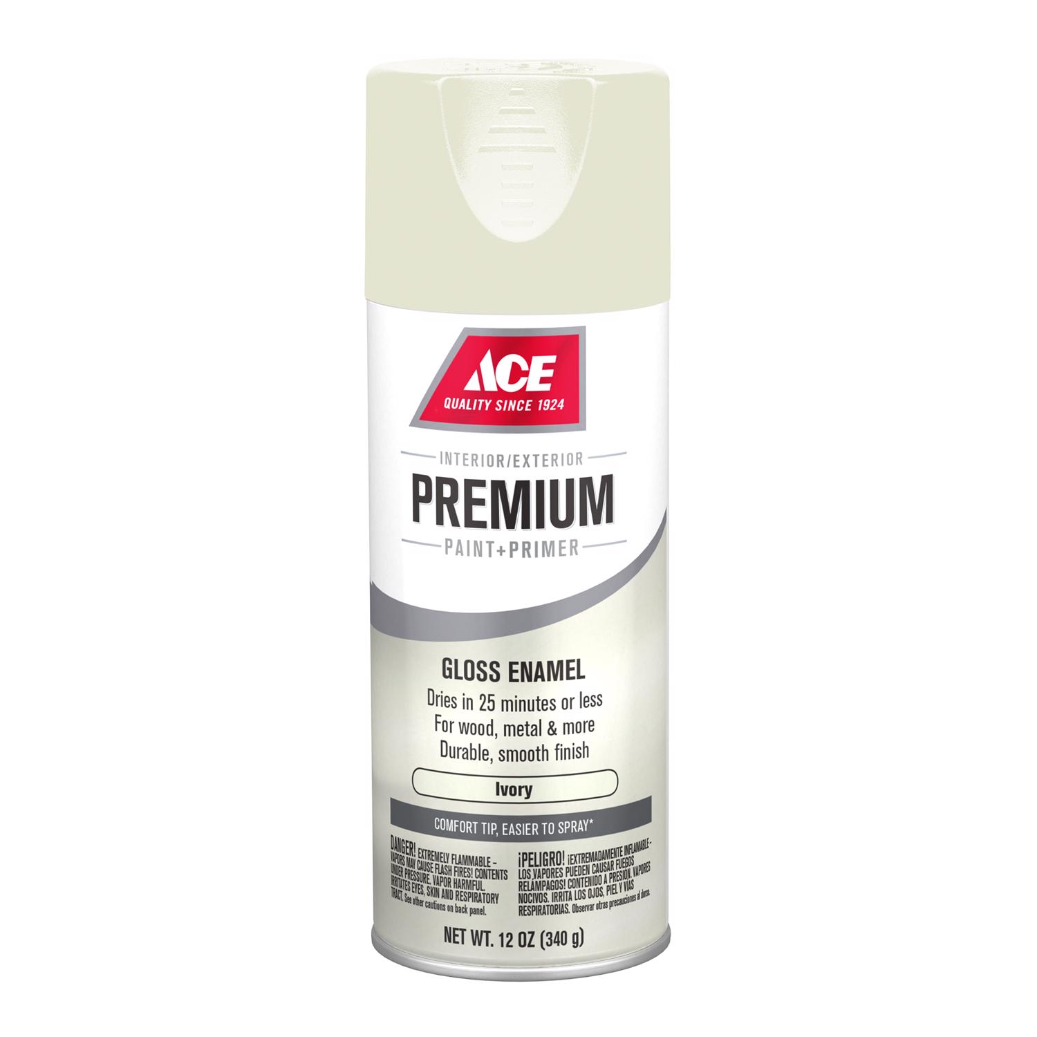 Ace Premium Gloss Ivory Paint + Primer Enamel Spray 12 oz