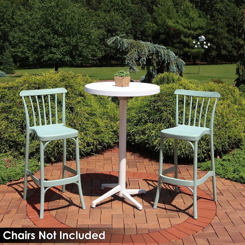 Sunnydaze 27.5 in All-Weather Plastic Round Folding Patio Bar Table - White