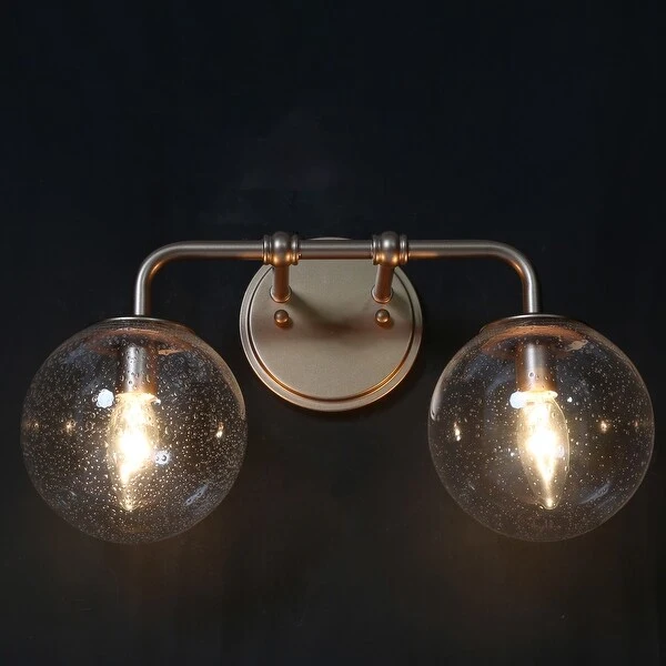 Koini Modern Glam Gold Bathroom Vanity Lights Seeded Glass Globe Wall Sconces