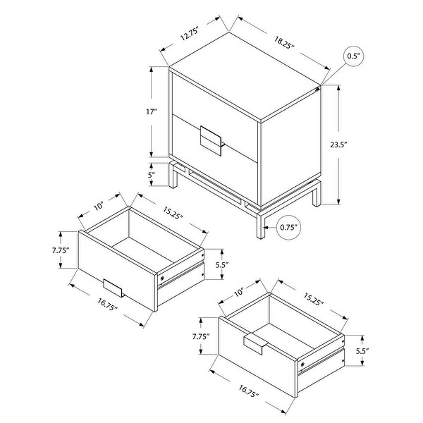 Accent， End， Night stand， Side Table， 2 Drawers， 24