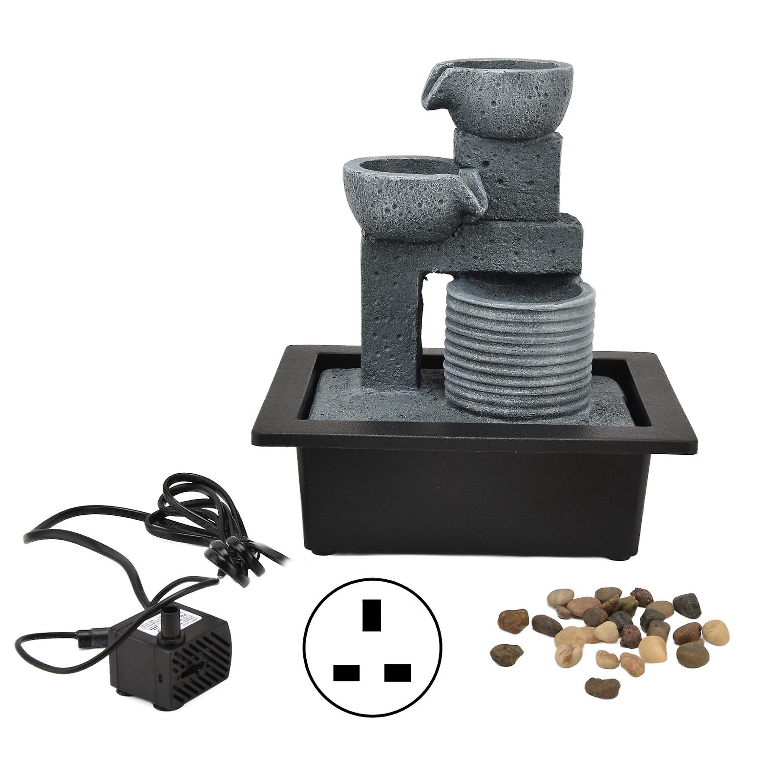 Electric Tabletop Fountain Office Desktop Ornament Tabletop Waterfall For Household Decorationuk Plug 220-240v