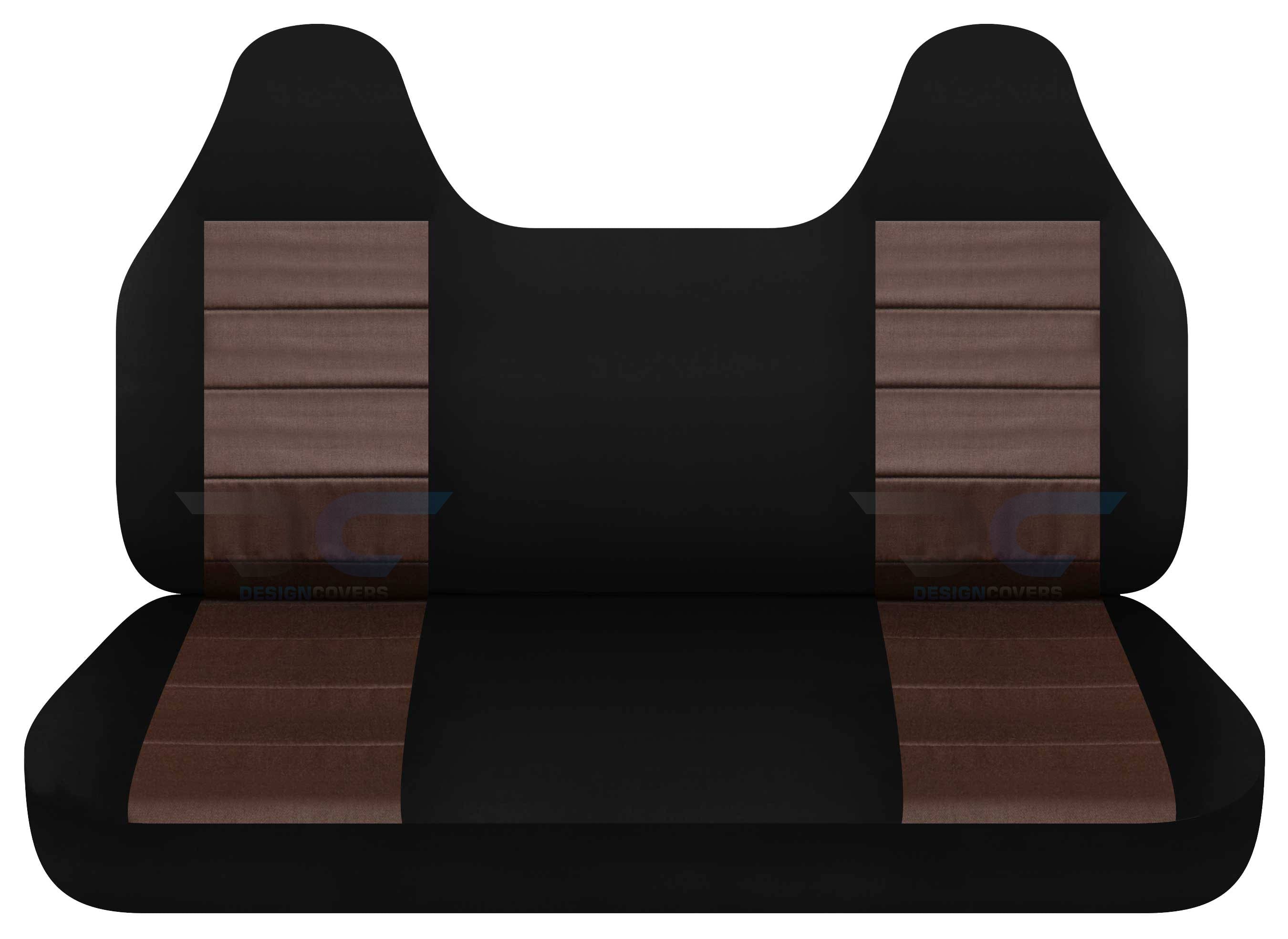 T427-Designcovers Compatible with 1992-1998 Ford F-150 Two-Tone Truck Seat Covers (Front Solid Bench) with Molded Headrests: Black and Brown Velour