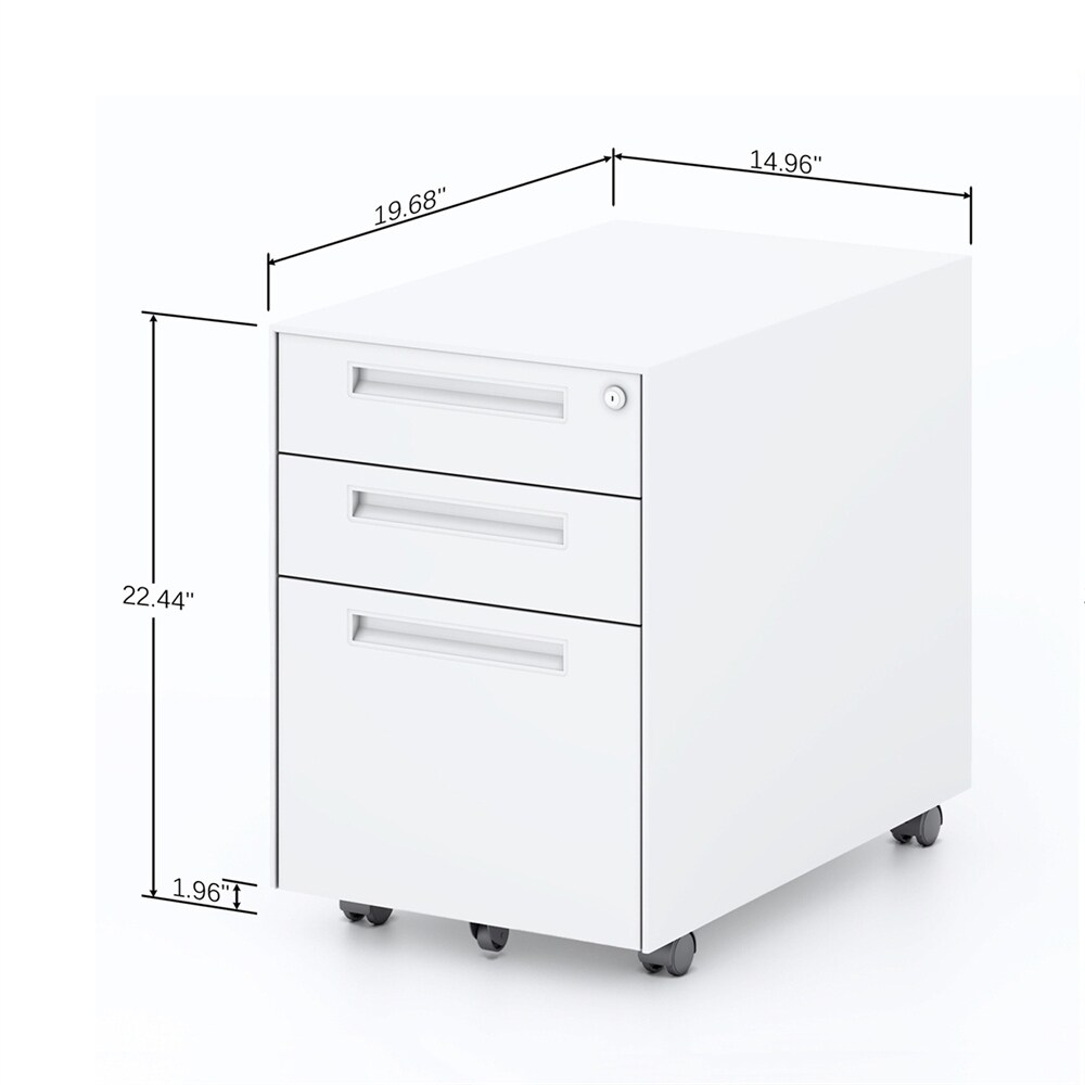 3 Drawer Metal Mobile Vertical Locking File Cabinet with Lock