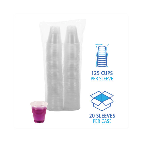 Boardwalk Translucent Plastic Cold Cups， 3 oz， Polypropylene， 125 Cups/Sleeve， 20 Sleeves/Carton (TRANSCUP3CT)