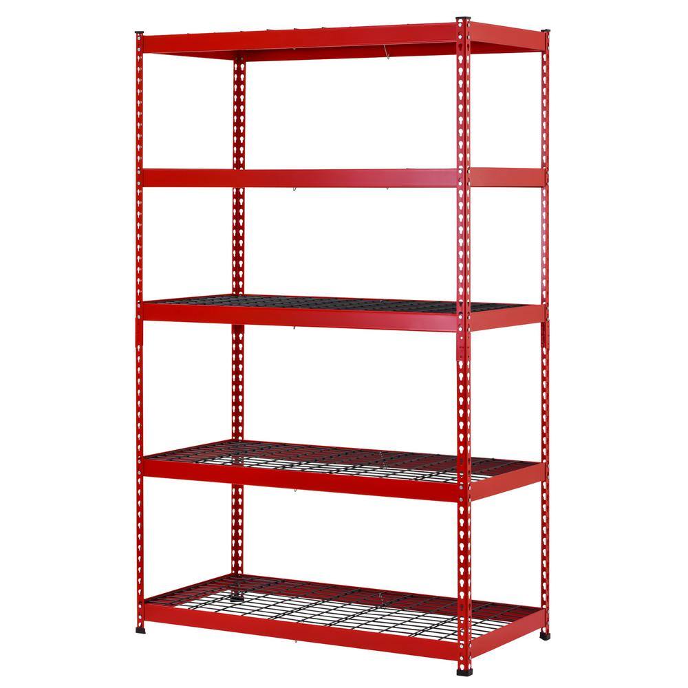 Husky 5-Tier Heavy Duty Steel Garage Storage Shelving Unit in Red (48 in. W x 78 in. H x 24 in. D) MR482478W5-R