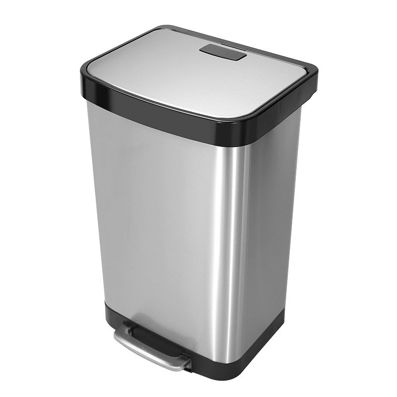 14.5 Gal./55 Liter Rectangle Step-On Stainless Steel Trash Can for Kitchen