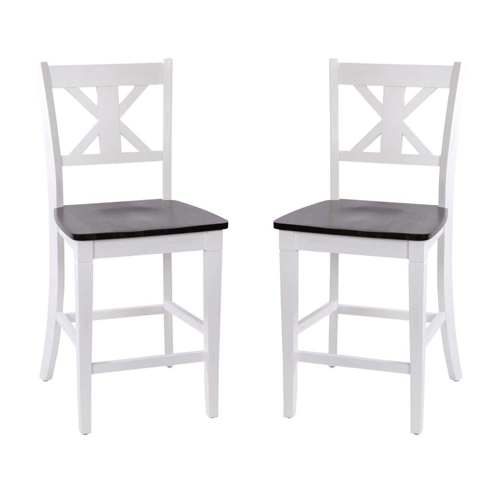 Carnegy Avenue 41.5 in. White Wash Full Wood Bar Stool with Wood Seat CGA-ES-520595-WH-HD