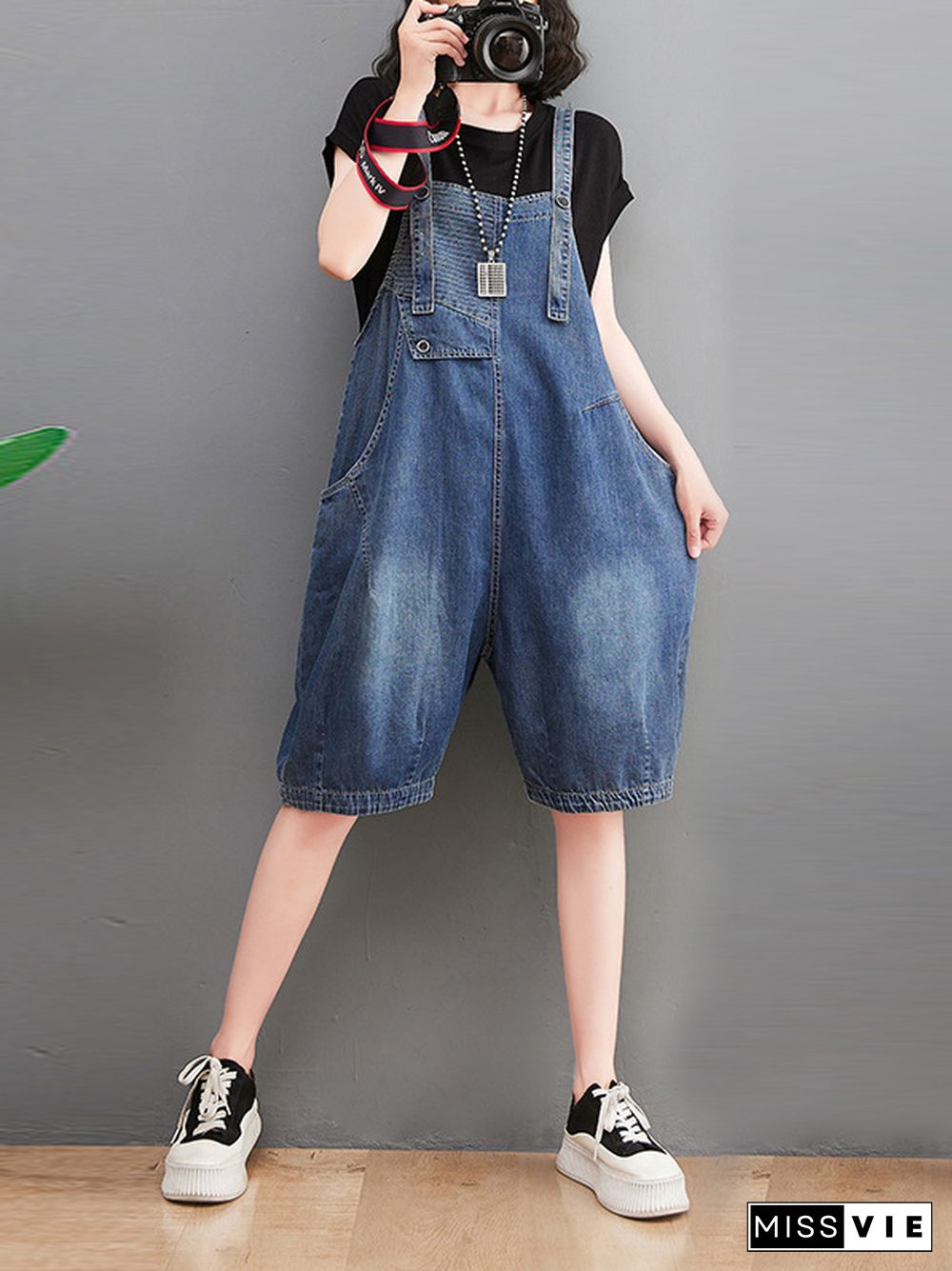 Artistic Retro Loose Sleeveless Split-Joint Overalls