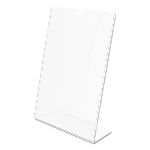 Deflecto Slanted Desk Sign Holder Plastic 5 X 7 Clear 590301