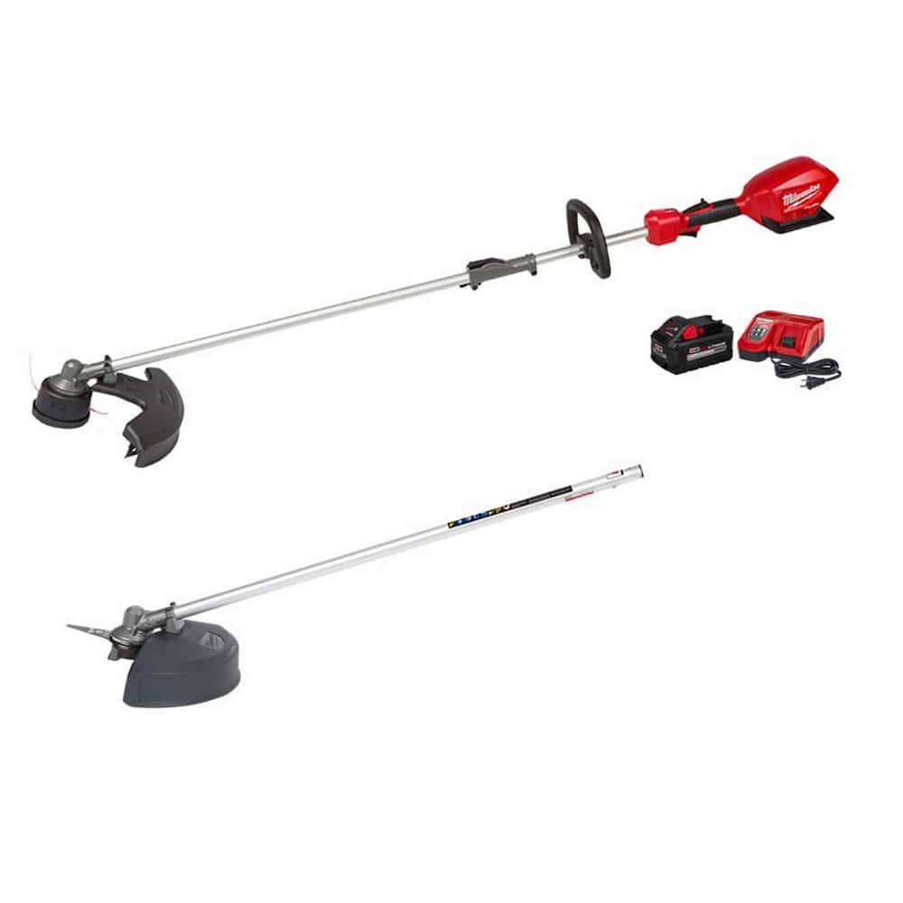 Milwaukee M18 FUEL 18V LithiumIon Brushless Cordless QUIKLOK String Trimmer 8Ah Kit with M18 FUEL Brush Cutter Attachment