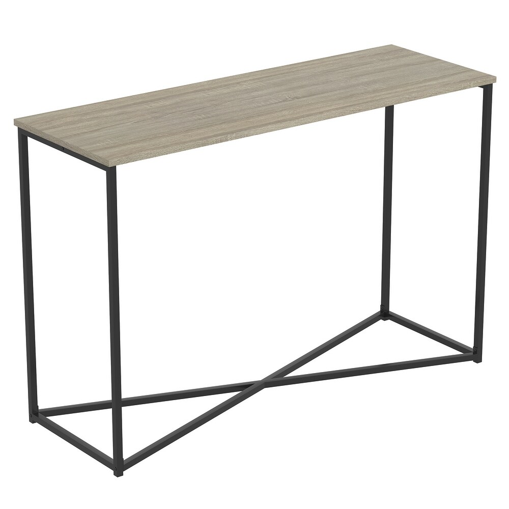 Console Table 44L Dark Taupe Black X Metal   44\