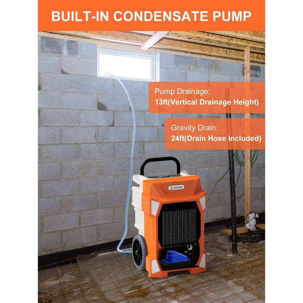 Runesay 190 pt. 7500 sq.ft. Auto Defrost Industrial Commercial Dehumidifier in. OrangesPeaches with Pump for Large Space DHOXR190B7132