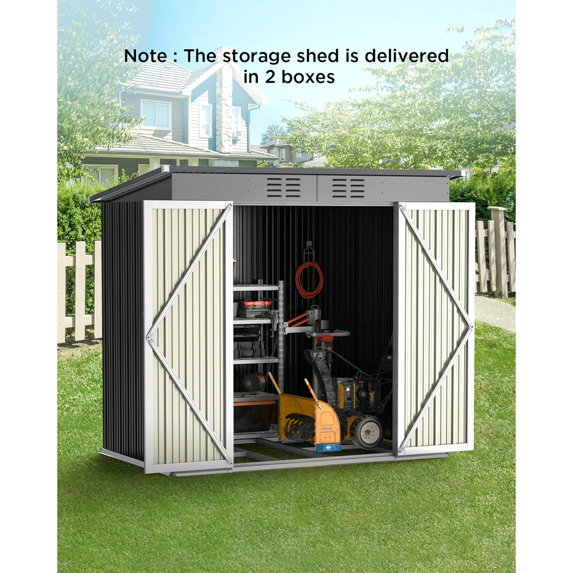 Lofka 6ft x 4ft Metal Garden Shed for Outdoor Storage, Gray