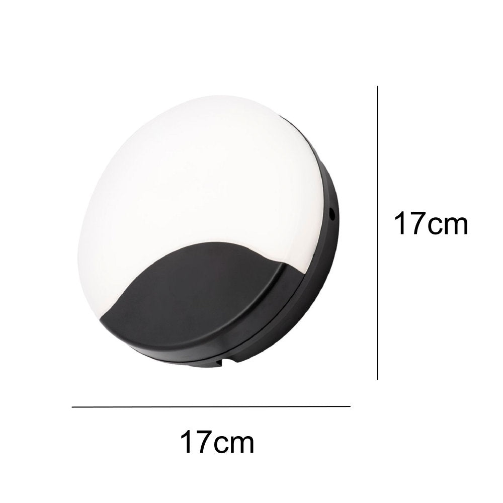 Britalia BRCZ-34014-BLK LED CCT Black & White Diffuser Outdoor Modern Round Bulkhead Wall Light 17cm