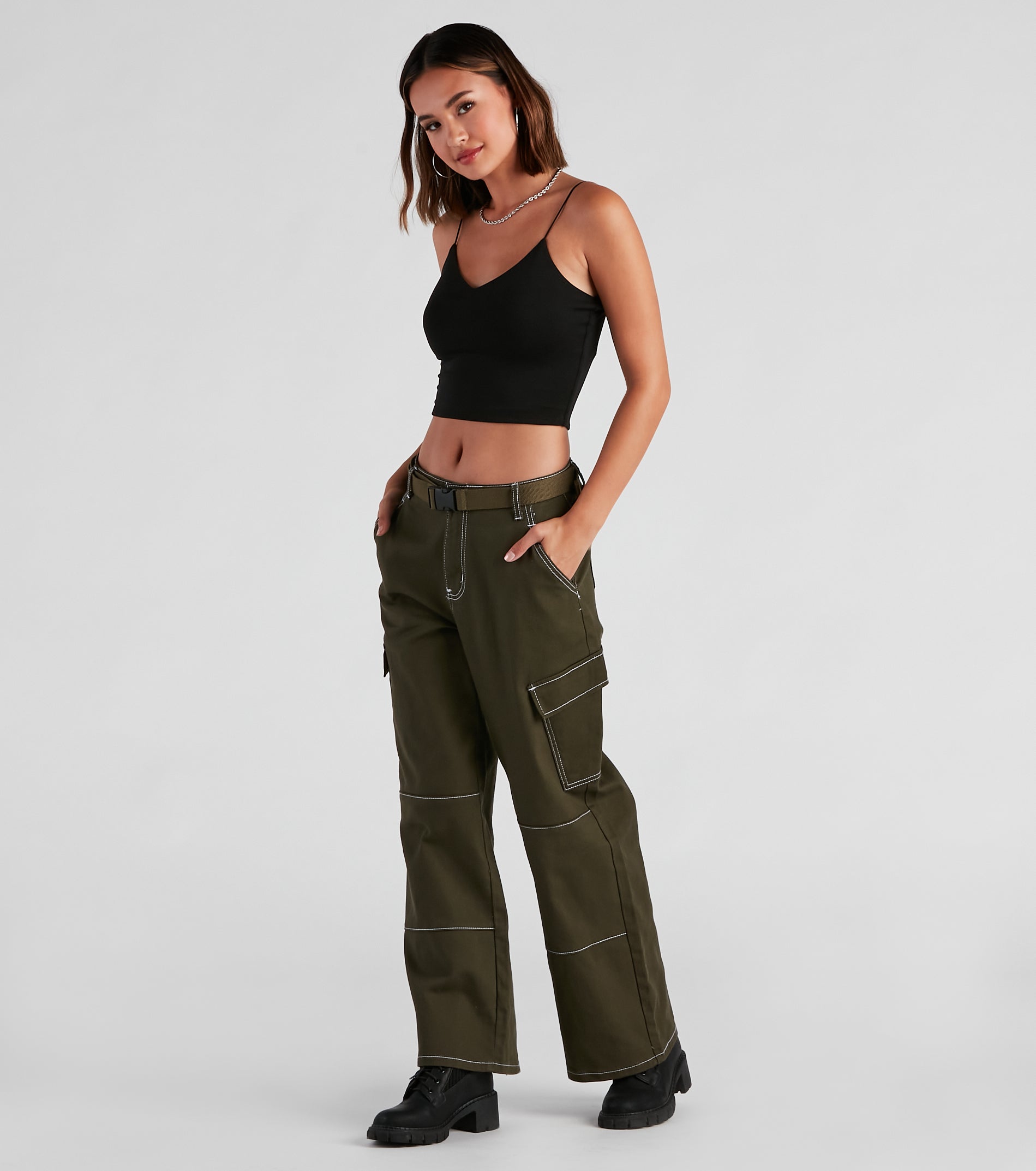 High Ranks Wide Leg Cargo Pants