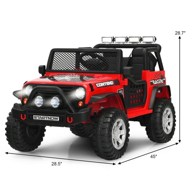 Kids Ride on Jeep Car 12V Battery Powered Electric Riding Toy Truck with Remote Control, Lights & Music