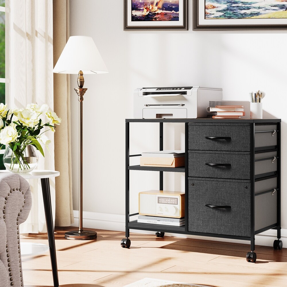 Modern 3 Drawer File Cabinet with 3 Shelves