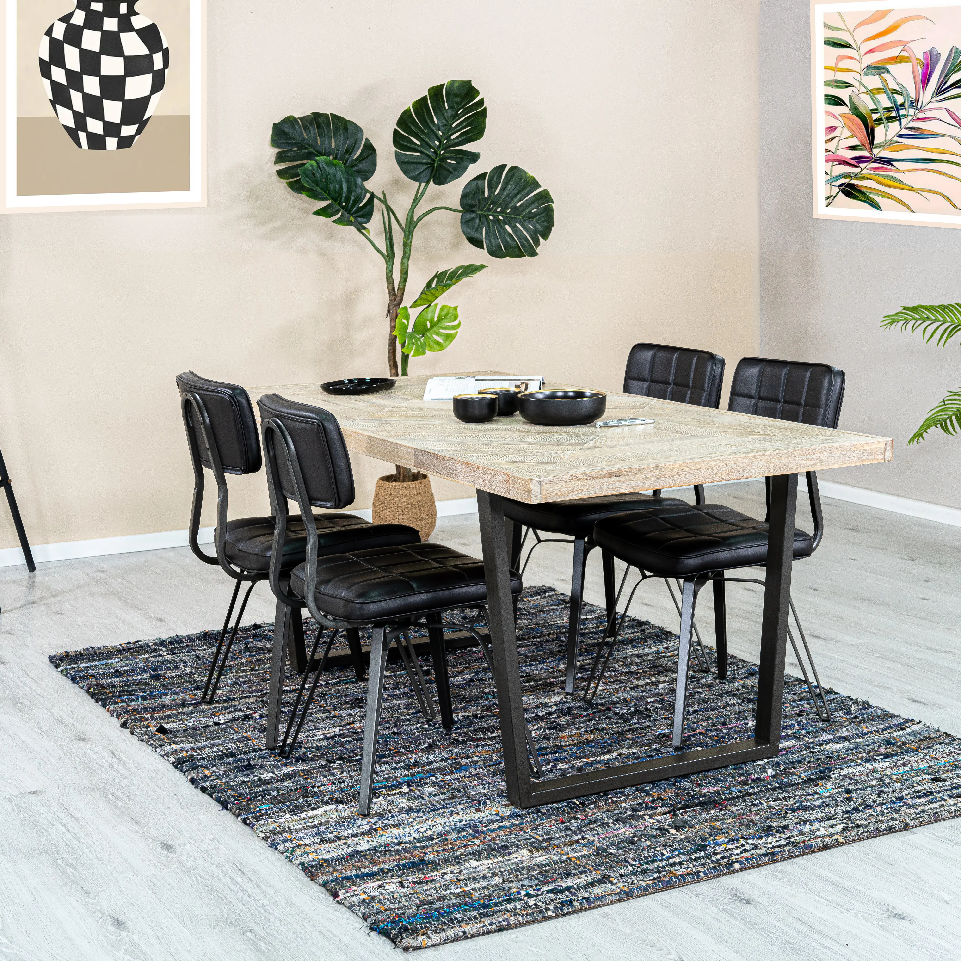 Luna Natural 5 Piece Dining Room Set