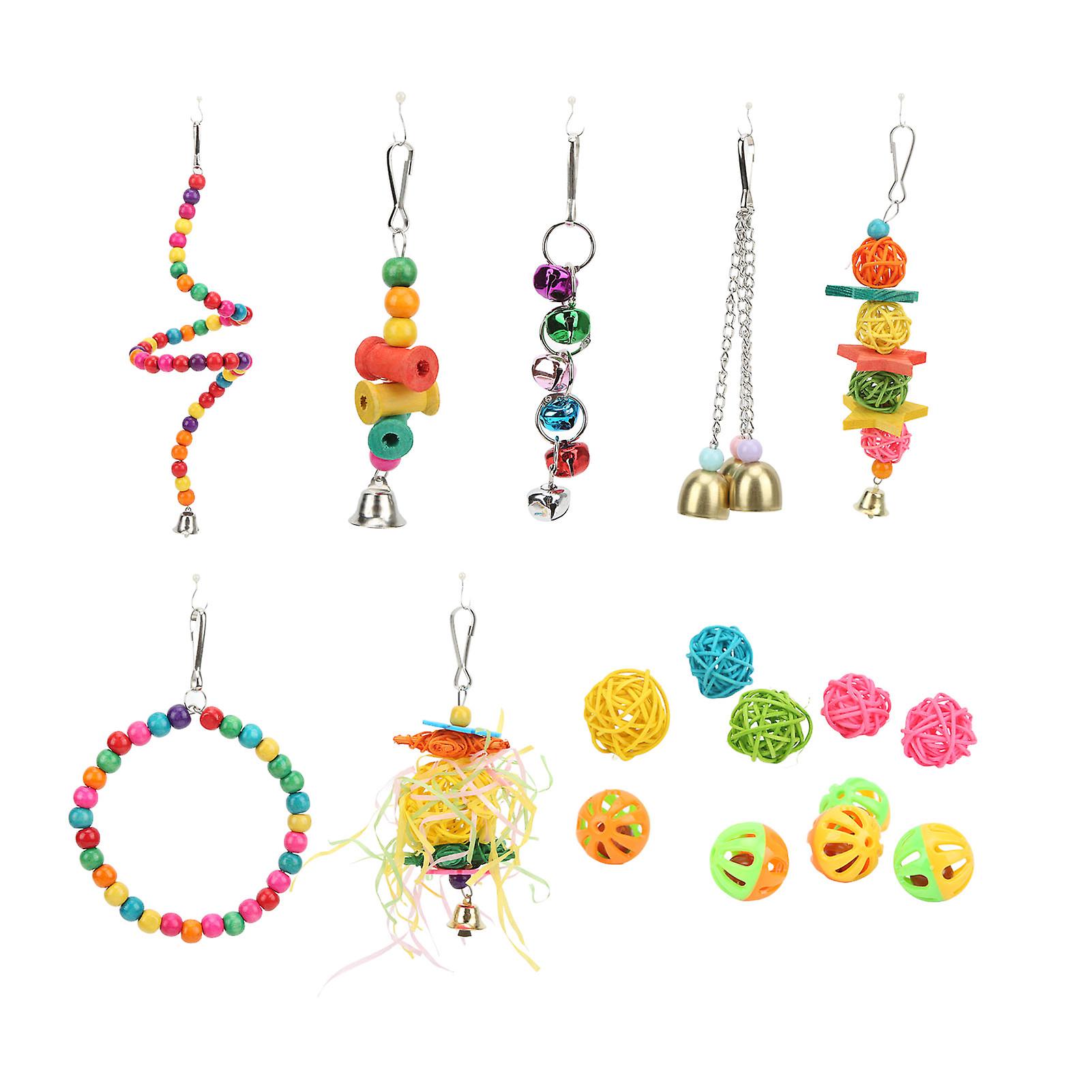 Bird Toys Bite Resistant Parrot Swing Chewing Toys With Removable Hooks For Cockatiels Finches Budgie Macaws Love Birds