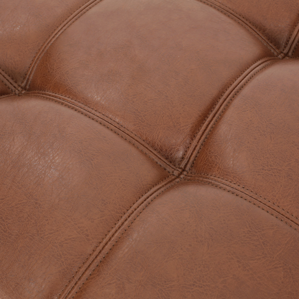 Harlar Faux Leather Tufted Ottoman   Contemporary   Footstools And Ottomans   by GDFStudio  Houzz