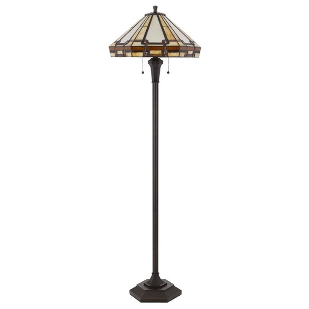 Resin Transitional Floor Lamp With  Glass Shade Cal Lighting