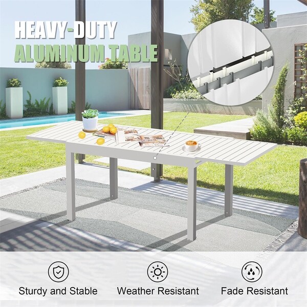 Patio Aluminum Extendable Dining Table with Adjustable Legs