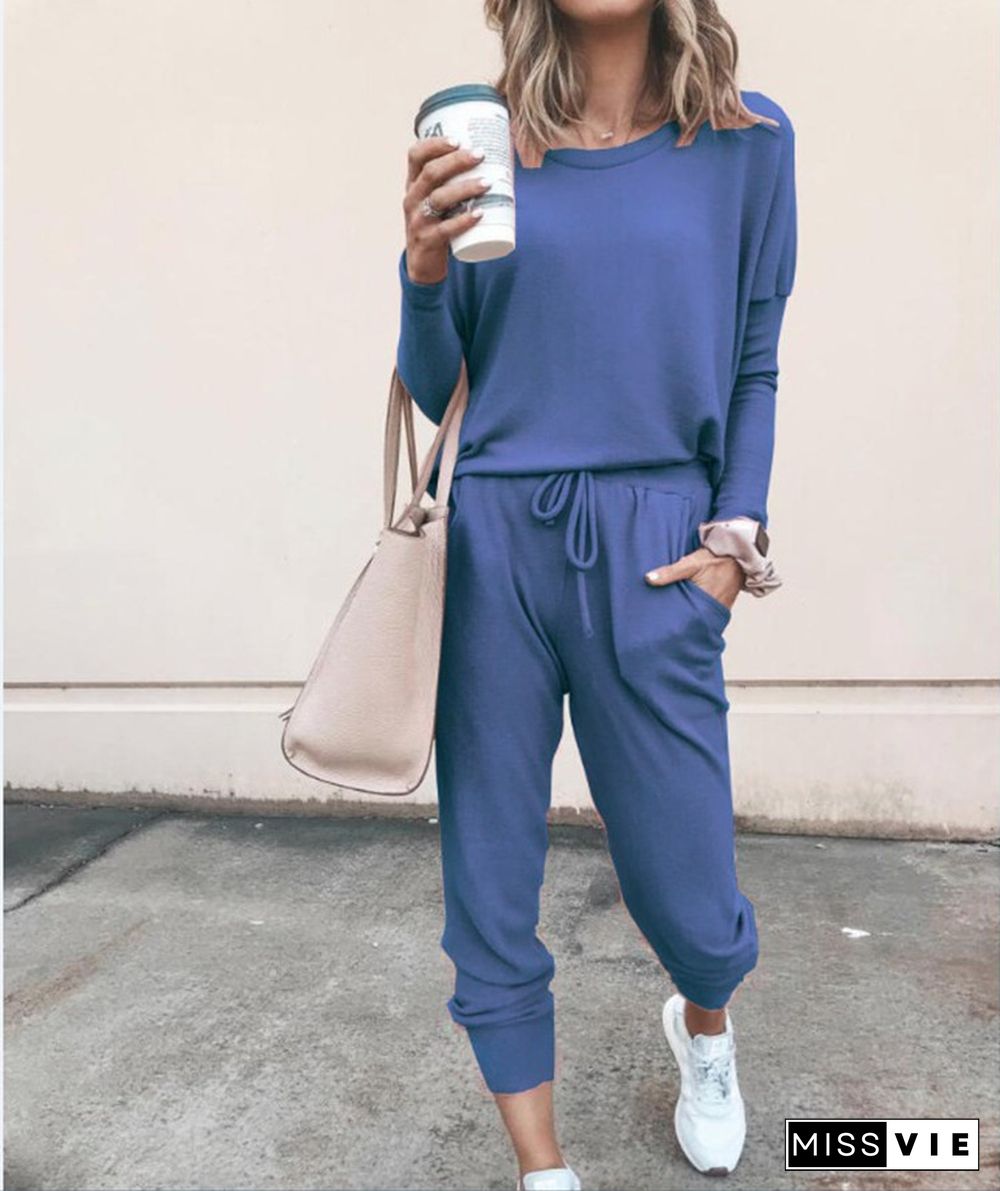 Casual Two-Piece Suits Fashion Outfits Long Sleeve Sweatshirts Pullovers Pants Sportswear For Women