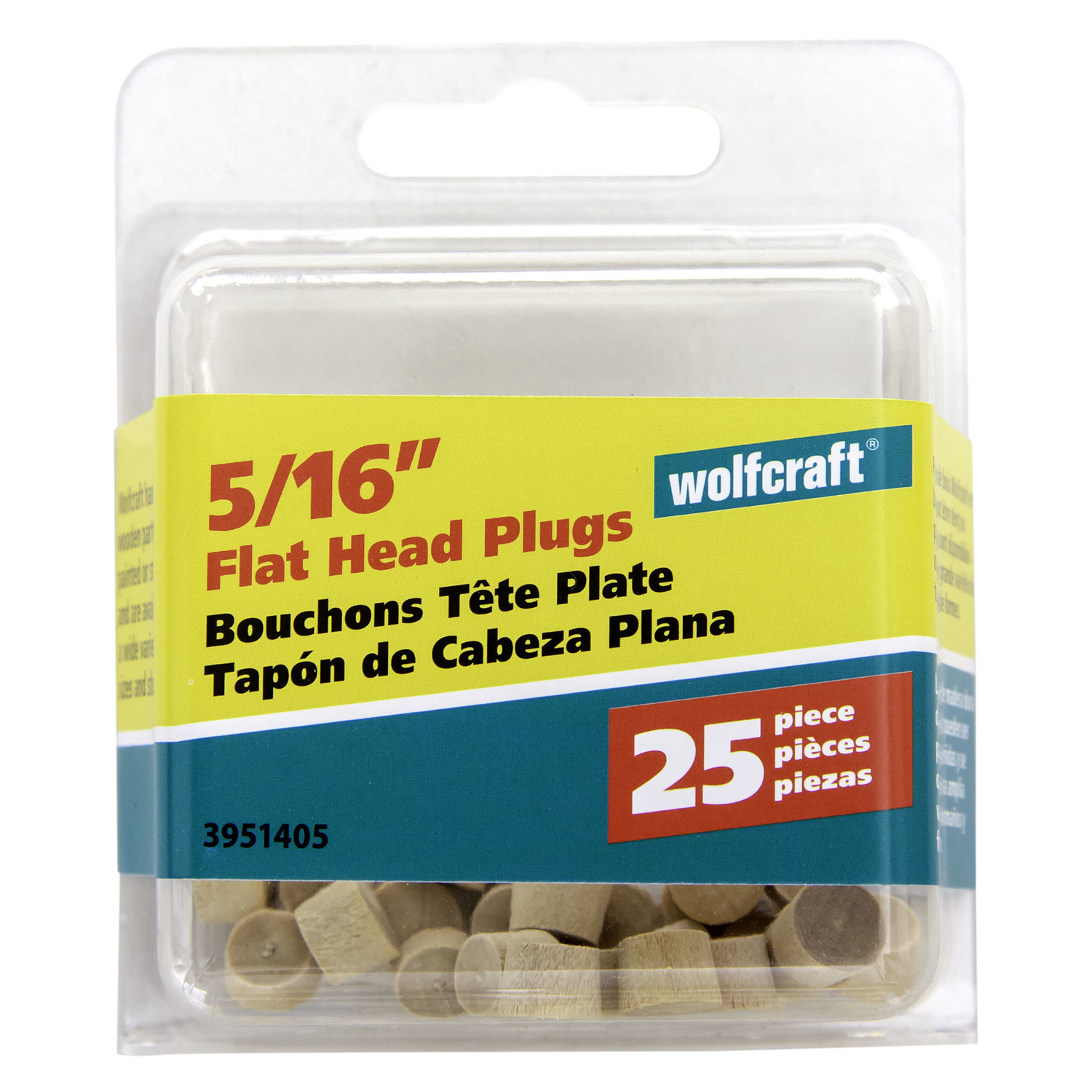 Wolfcraft Flat Hardwood Head Plug 5/16 in. D X 1/4 in. L 1 pk Natural