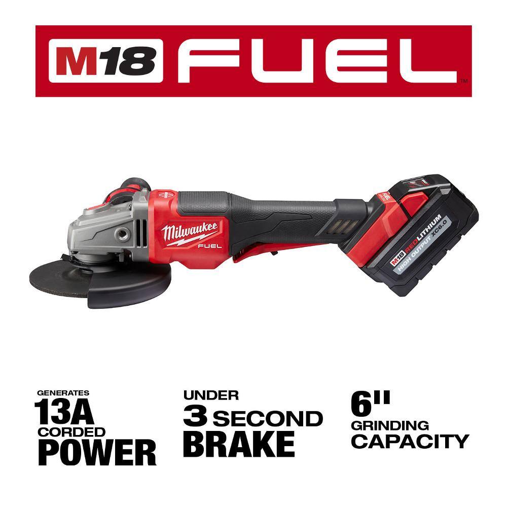 MW M18 FUEL 18V Lithium-Ion Brushless Cordless 4-12 in.6 in. Grinder with Paddle Switch Kit WThree 6.0Ah Batteries 2980-21-48-11-1862