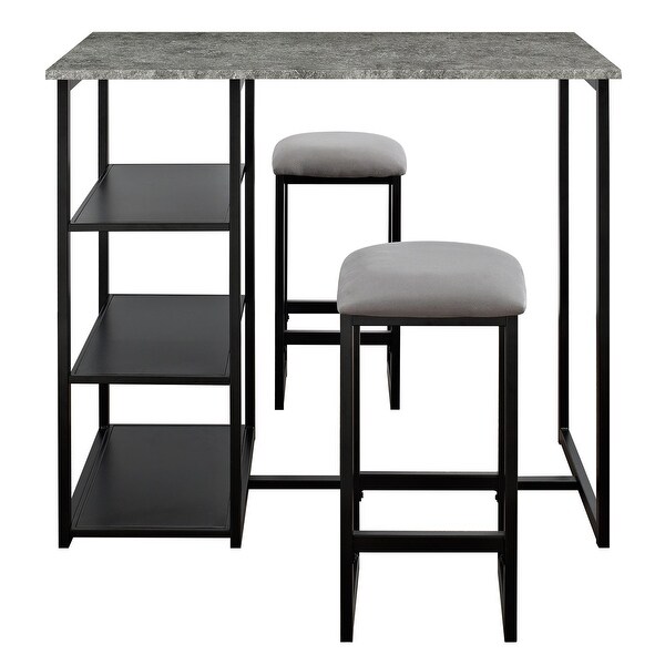 3-Piece Metal Pub Set with Faux Concrete Top