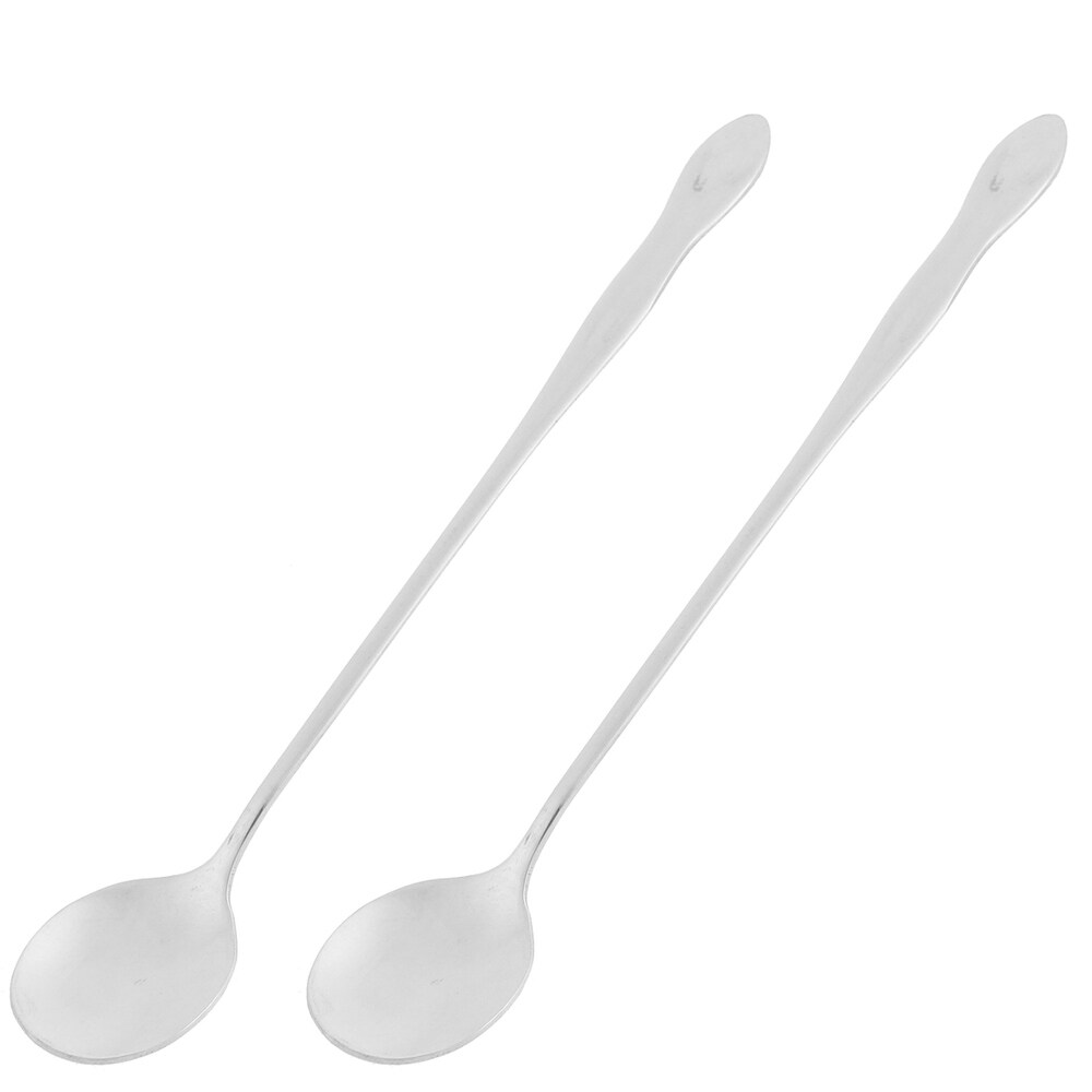 Stainless Steel Long Handle Latte Coffee Tea Spoon Scoop 19.5cm Length 2pcs   Silver Tone