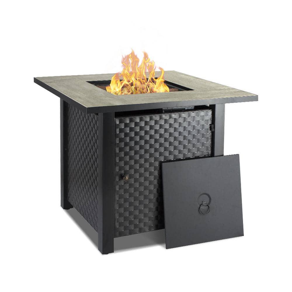 CAMPLUX ENJOY OUTDOOR LIFE Camplux 30 in Black Propane Metal Cast Iron Fire Pit Table Outdoor AutoIgnition Gas Fire Pit Table with Cover